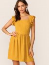 Ruffle Armhole Tie Back Dress