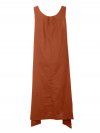 Vintage Women Sleeveless Pockets High Low Pure Color Maxi Dresses