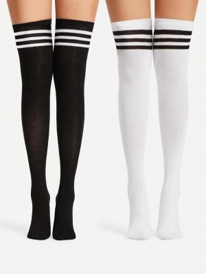 Striped Over The Knee Socks 2pairs