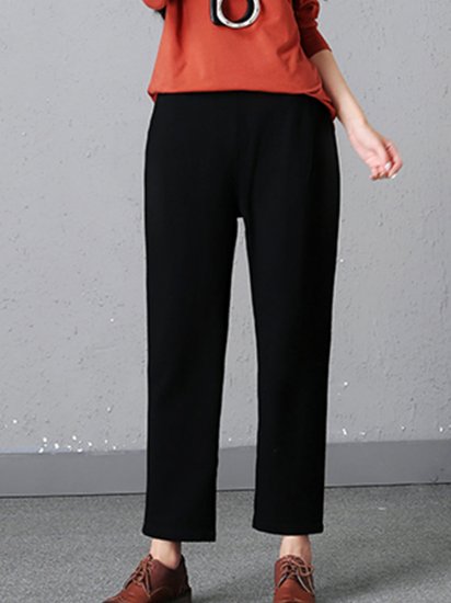 Casual Pure Color Elastic Waist Women Pants With Pockets - Click Image to Close