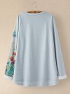 Cartoon Patchwork Print O-neck Casual Long T-shirt For Women