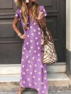 Floral Printed Short Sleeve V-neck Maxi Dress