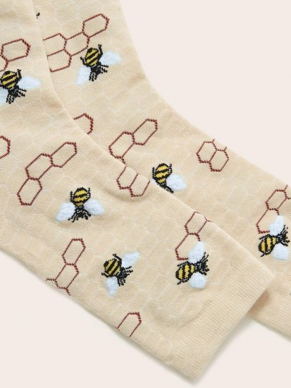 1pair Bee Pattern Socks - Click Image to Close